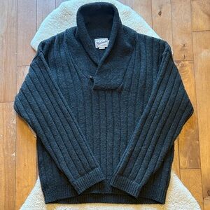 Vintage Woolrich Shawl Collar Wooden Button Pullover Sweater Men's Size Medium